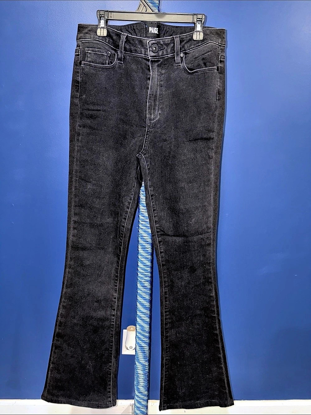 PAIGE- Black Flare Stretch Jeans – Size 30 / 10 - Picture 3 of 14